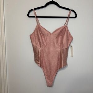 Lani The Label Pink Lace Satin Bodysuit | Size Small | NWT